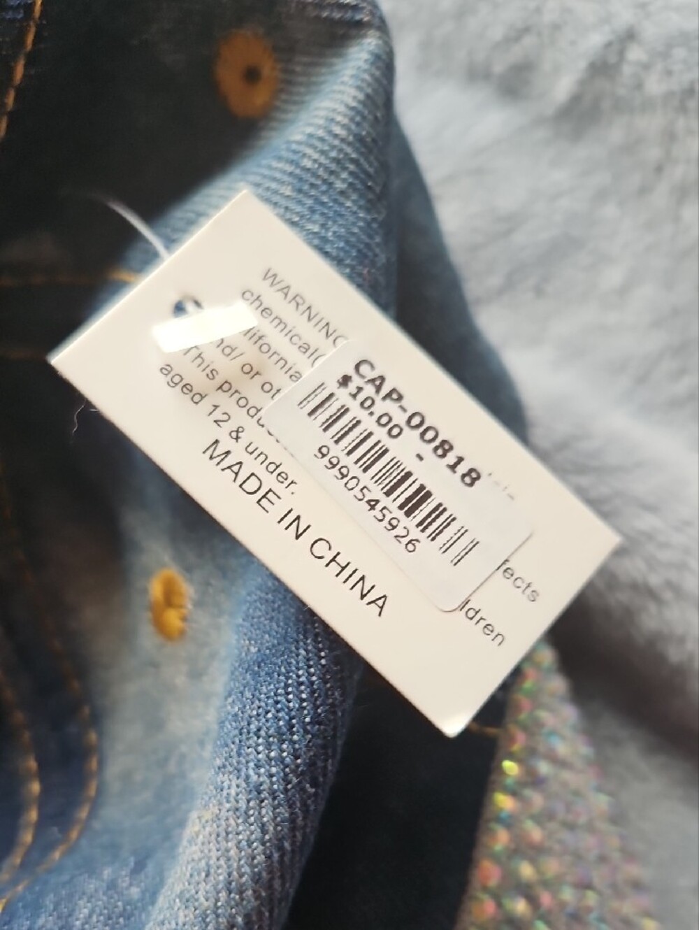Kids Denim Cap with Iridescent Crystal Brim - 'Blessed' Embroidery - Picture 2 of 5